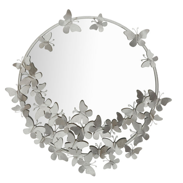 Specchio Farfalle Round Argento Ø74x4x75 cm in Ferro Argento online