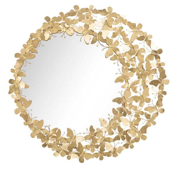 Specchio Glam Butterfly Wind Ø81,5x3,5 Misura Specchio Ø55 cm in Ferro Oro sconto