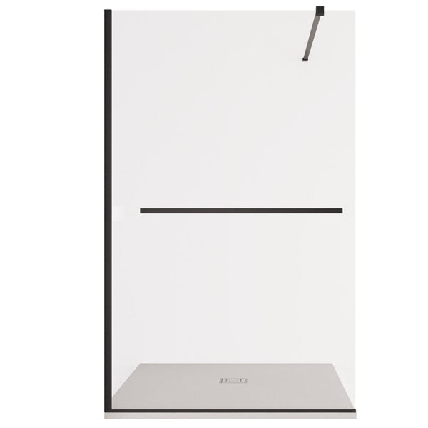 Parete Doccia Walk-In con Profili Neri e Porta Tovaglietta H195 Bonussi Clarisse Varie Misure sconto