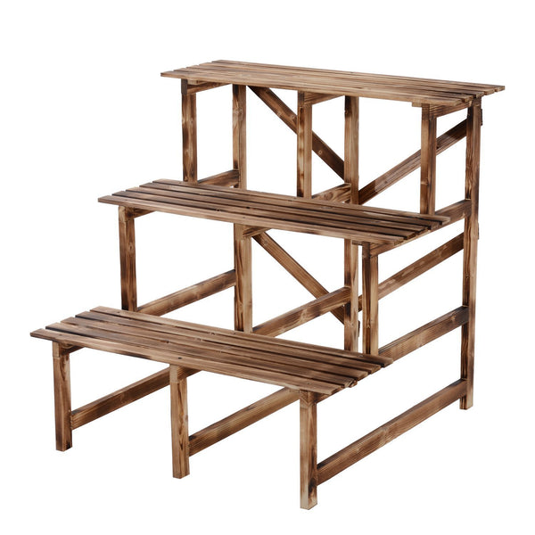 prezzo Scaletta Fioriera Portavasi da Giardino a 3 Ripiani in Legno di Abete 80x80x80 cm