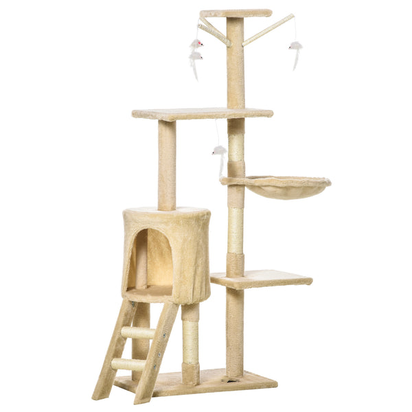 Albero Tiragraffi con Cuccia per Gatti in Legno Sisal Naturale Beige 40x30x131 cm prezzo
