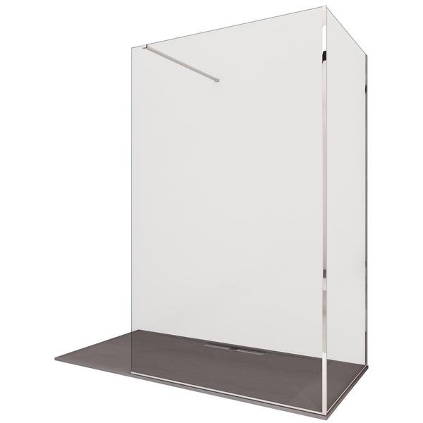 prezzo Box Doccia Parete Walk-In 2 Lati in Cristallo Trasparente 8 mm H195 Bonussi Aurore Varie Misure