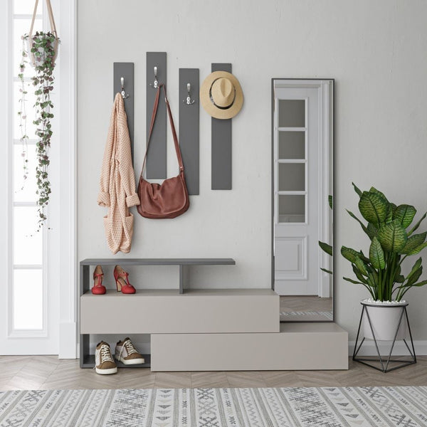 acquista Mobile ingresso 137x35x154 cm Ramda tortora antracite con specchio