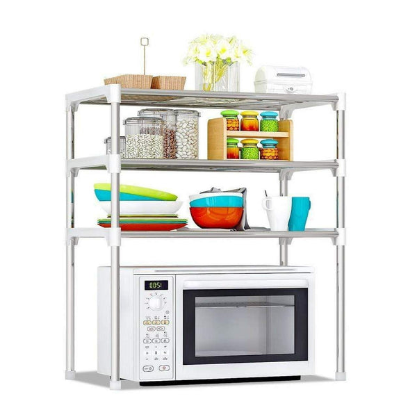 Scaffale Salvaspazio per Microonde 60x25x65 cm 3 Ripiani Rack per Cucina prezzo