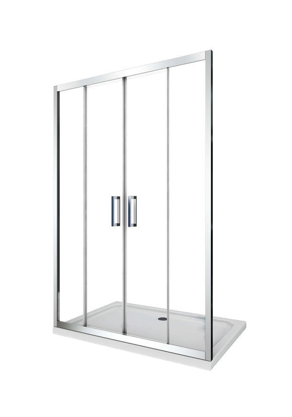 Porta Parete Doccia 2 Ante Scorrevoli in Cristallo Trasparente 6mm H190 Four Varie Misure online