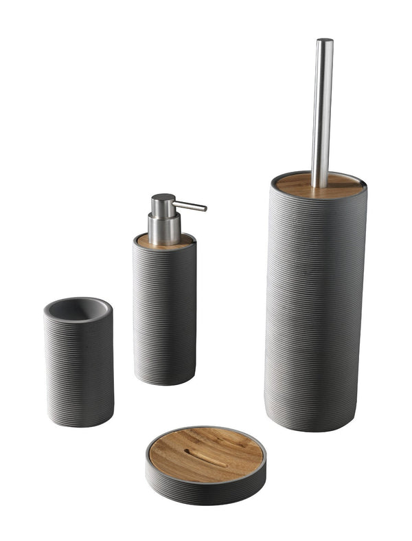 Set 4 Accessori da Bagno in Resina TFT Accessories Grigio e Bambù online