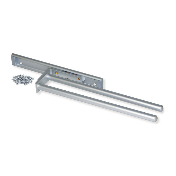 sconto Porta Asciugamani Estraibile 2 Bracci 31 cm in Alluminio Opaco Emuca