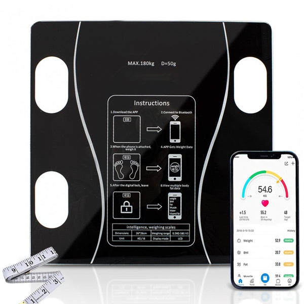 online Bilancia Pesapersone Digitale Max 180 Kg in Vetro con App Bluetooth Nero