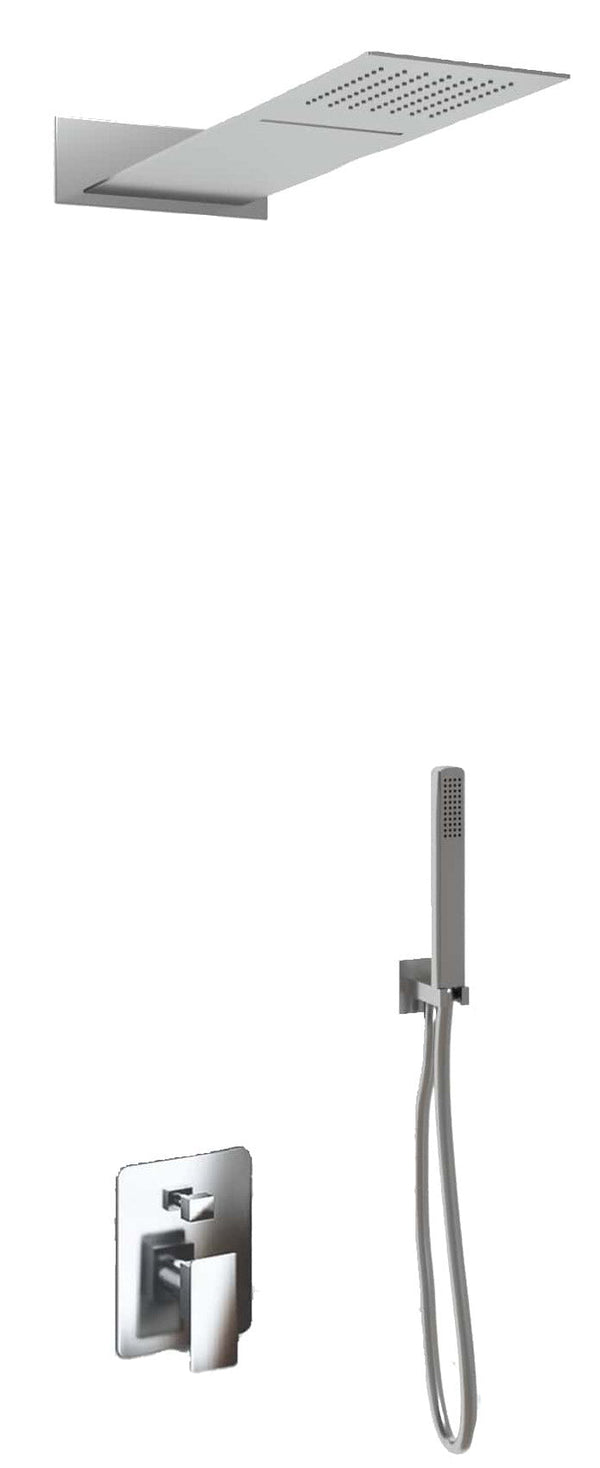 prezzo Kit Doccia Soffione Doccino Miscelatore e Cascata in Acciaio Inox 55x23 cm da Parete Rek