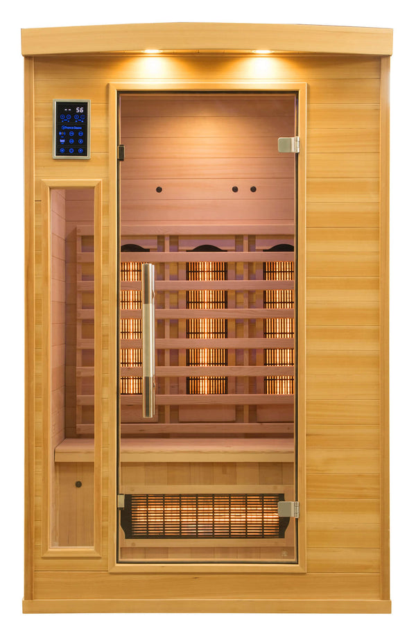 sconto Sauna Finlandese ad Infrarossi 2 Posti 120x123 cm H190 in Legno di Abete Apollon 2
