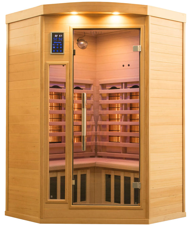 sconto Sauna Finlandese ad Infrarossi 2/3 Posti 120x120 cm H190 in Legno di Abete Apollon 2C