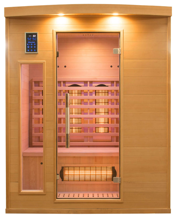 sconto Sauna Finlandese ad Infrarossi 3 Posti 153x128 cm H190 in Legno di Abete Apollon 3