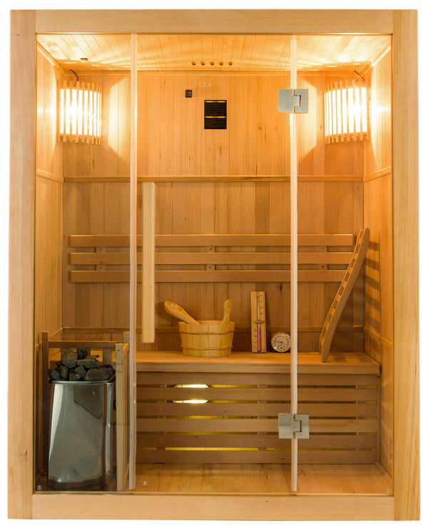 online Sauna Finlandese ad Infrarossi 3 Posti 153x110 cm H190 in Legno di Abete Sense 3