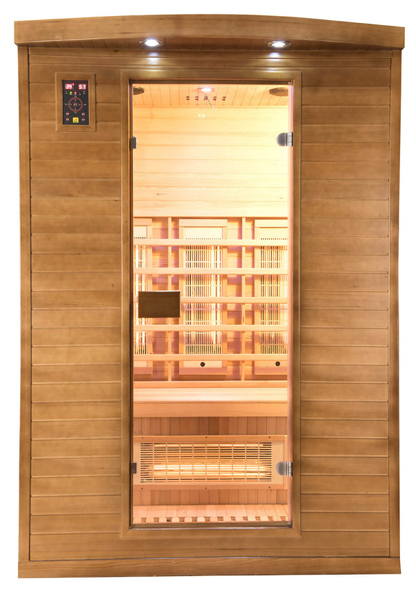 sconto Sauna Finlandese ad Infrarossi 2 Posti 140x110 cm H200 in Legno di Abete Spectra 03R