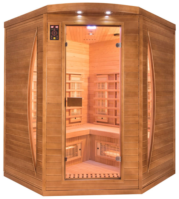 prezzo Sauna Finlandese ad Infrarossi 3 Posti 160x160 cm H200 in Legno di Abete Spectra 04C