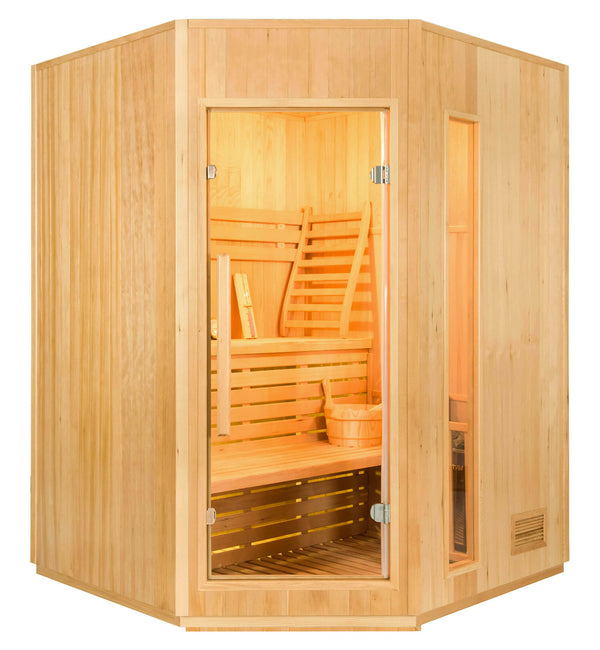sconto Sauna Finlandese ad Infrarossi 3/4 Posti 150x150 cm H200 in Legno di Abete Zen 3C