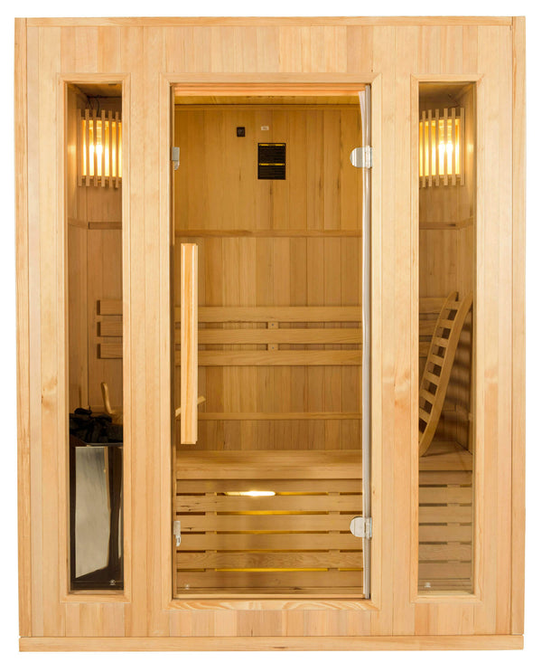 Sauna Finlandese ad Infrarossi 3 Posti 153x110 cm H190 in Legno di Abete Zen 3 sconto