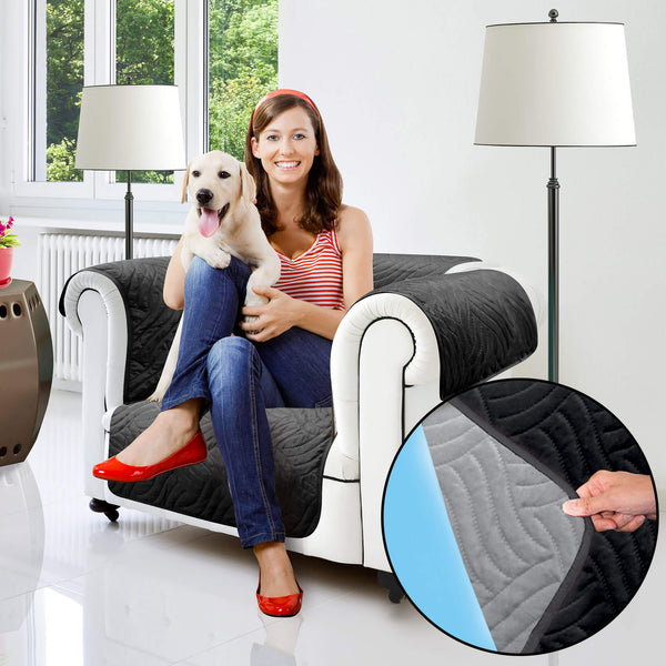 Copridivano Trapuntato Universale 1 Posto Double Face Starlyf Sofa Cover Nero e Grigio sconto